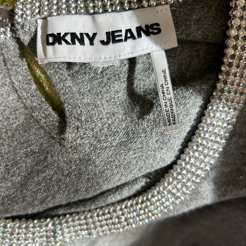 DKNY Gray Sweater with Crystal Collar - Picture 10 of 11